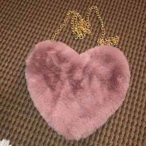 Pink heart purse with gold chain